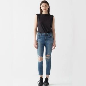 Agolde High Rise Skinny Crop Jeans women’s 26 distressed blown out knee